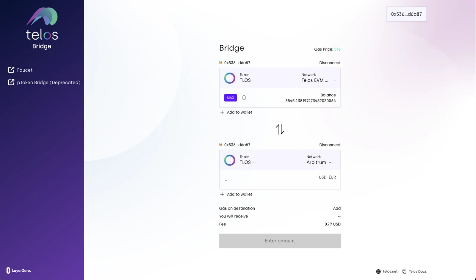 Telos Bridge portfolio interface